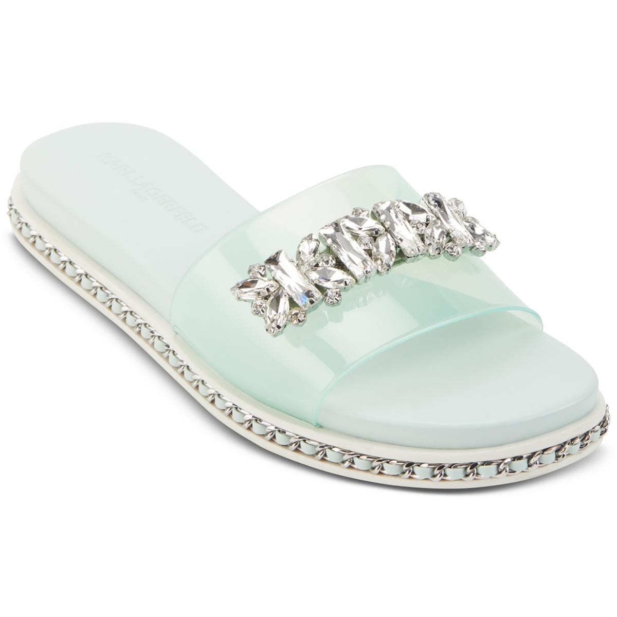 Женские шлепанцы Karl Lagerfeld Paris из бижутерии зеленого цвета 6 средних размеров (B,M) BHFO 7045