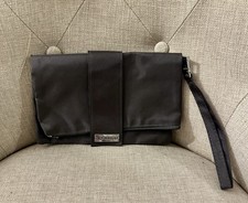 Y2K Vintage Viktor & Rolf Black Nylon Fold-Over Wristlet Clutch Silver Logo