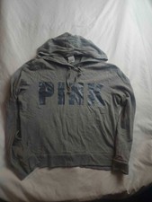 Pink Victorias Secret Hoodie Womens Medium Gray Athleisure Lounge Streetwear