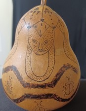 Primitive Style Art of Animals And Bugs Hand-Painted On A 5" Tall Goard