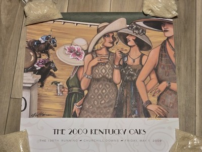 2009 Kentucky Oaks Official Art Print - HAND SIGNED Jeff Williams - Gold...