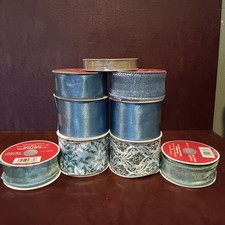 Lot of 9 Christmas CELEBRATE IT Gift Wreath Ribbon Blues