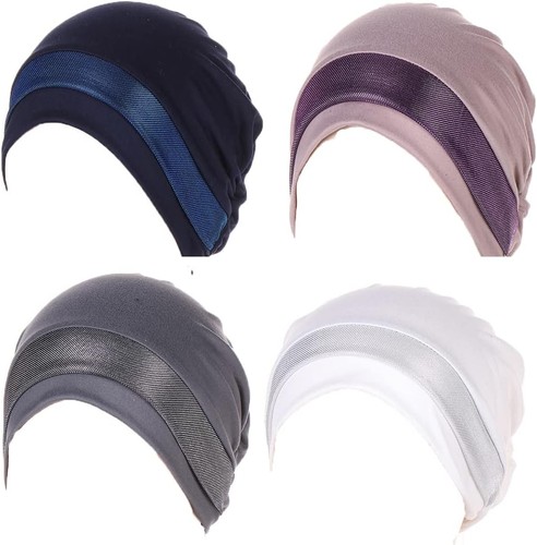 4 Pack Islamic Women Hijab Head Wrap Turban Hair Loss Headwear Bonnet Inner Cap - Picture 2 of 35