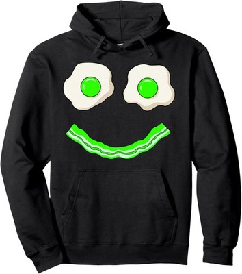 Green Smile Face Eggs and Bacon Ham Breakfast Unisex Hooded Sweatshirt