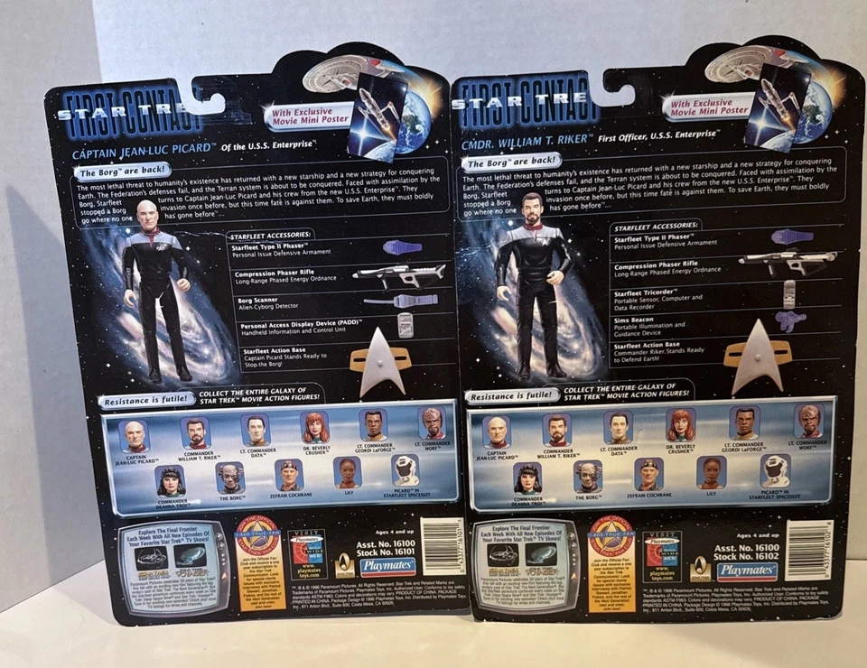 11 Playmates Star Trek Primer Contacto Acción Picard Troi Riker Data Worf Borg Foto 4 de 4