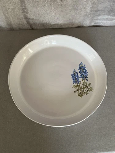 Frankoma Blue Bonnet 10” Platter Texas State Flower White China