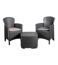 SET DA GIARDINO "TREE" IN POLIPROPILENE ANTRACITE 2 SEDUTE E TAVOLINO