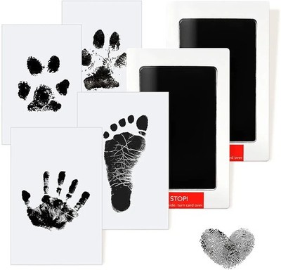 Baby Handabdruck und Fußabdruck Set ohne Tinten, 2 Stück Clean Touch Stempelkissen Babyabdruck