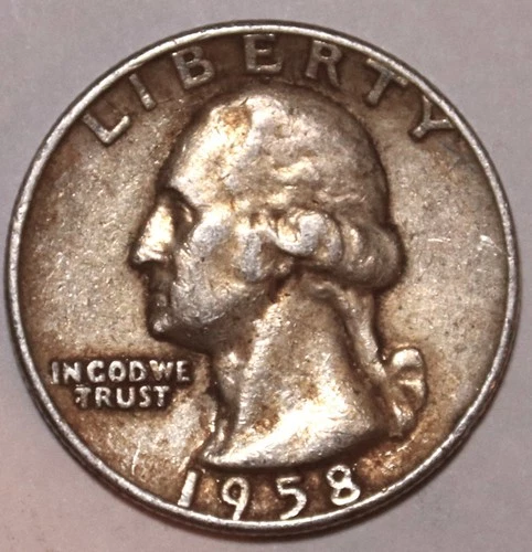 1958-D Washington Quarter - 90% Silver - Extra Fine - Toned - #1302EA