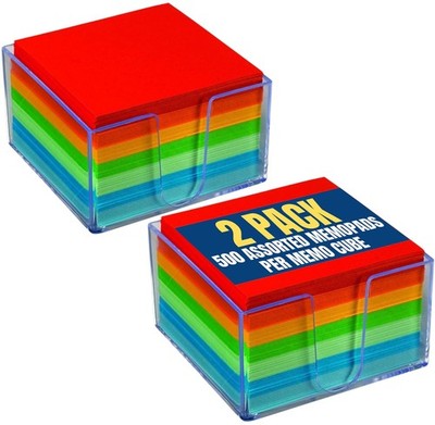 1InTheOffice Memo Cube, Assorted Colors 3.4 x inches,