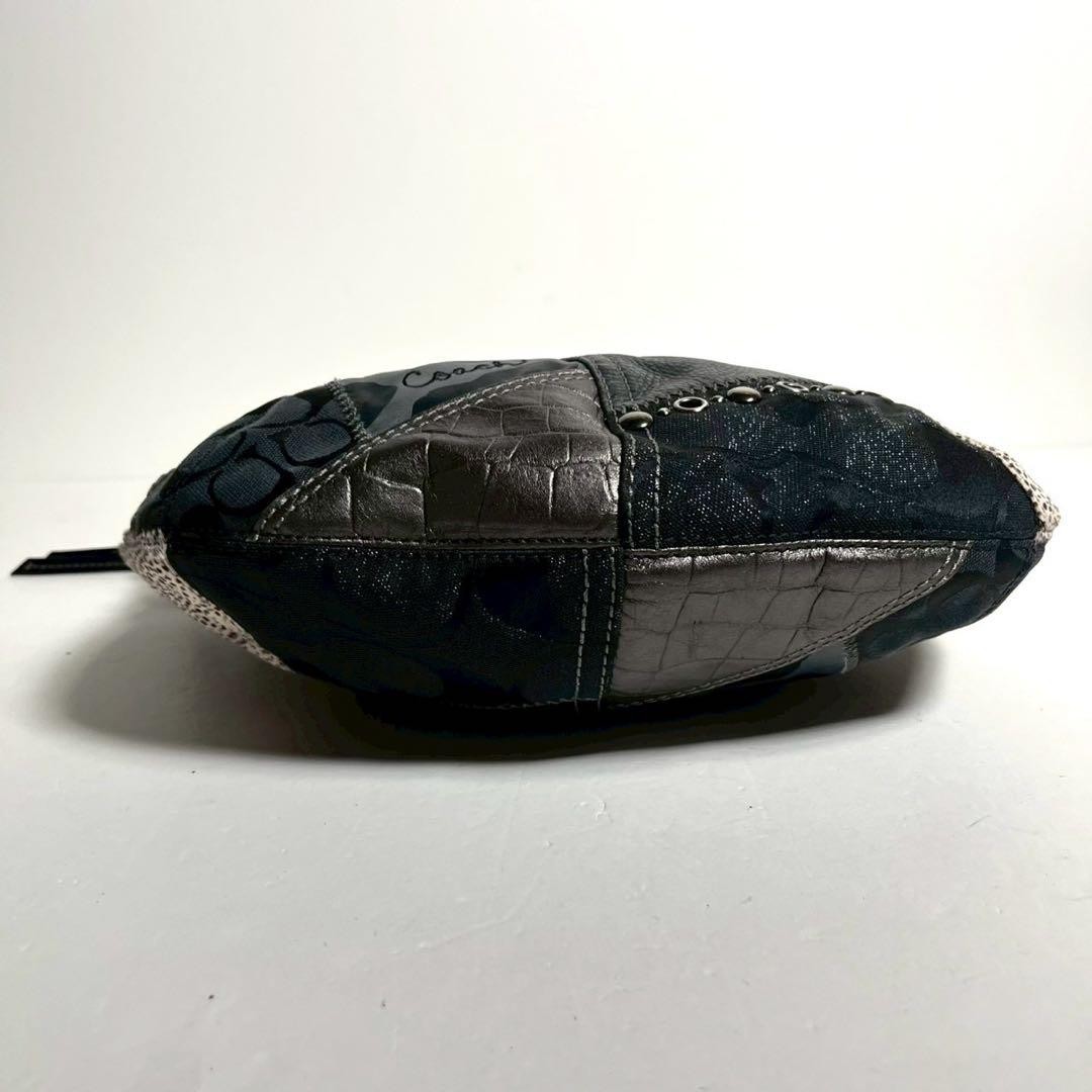 COACH Hobo Shoulder Bag Patchwork Patterned Black… - image 4