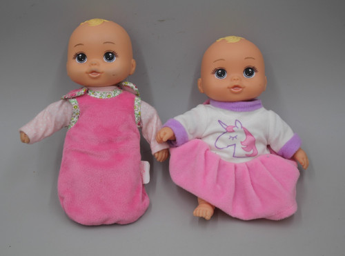 Lot of 2 Pink Corolle Mini Baby Doll Small 8" Soft Body Walmart Dress Clothes
