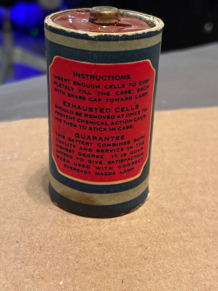 Batería de celda D Eveready antigua vintage 1924-1928 Foto 2 de 4