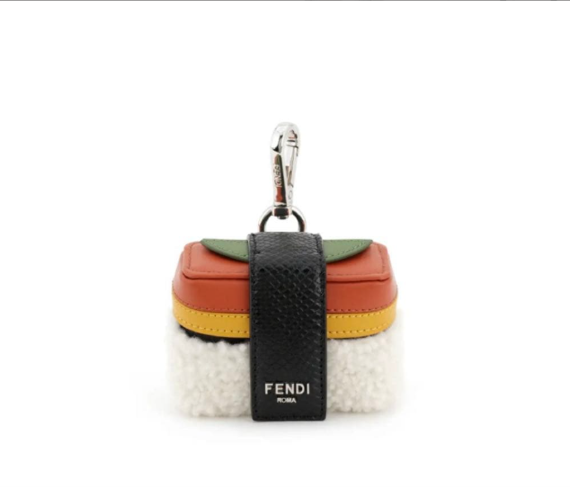 FENDI Sushi Bag Charm Key Ring Leather Orange Multicolor Rare
