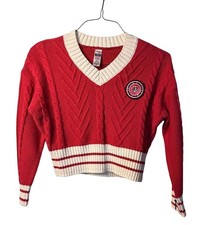 NWT Limited Too Girls Medium 10 Collegiate Cropped V-Neck Preppy Sweater Classic