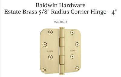 Baldwin Hardware Estate Brass 5/8'' Radius Corner Hinge  4'' 1140.060.I Brass Brwn