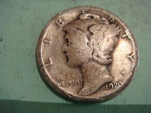 1920 S Mercury Dime Good worn edges album filler , actual coin in photo