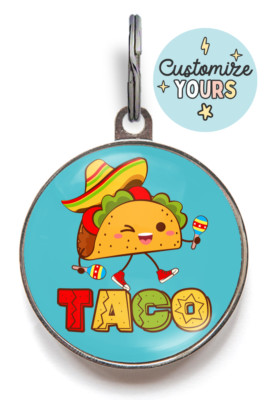Taco Dog ID Tag   Personalized Novelty Pet Tag for Dogs, Puppies - Waterproof