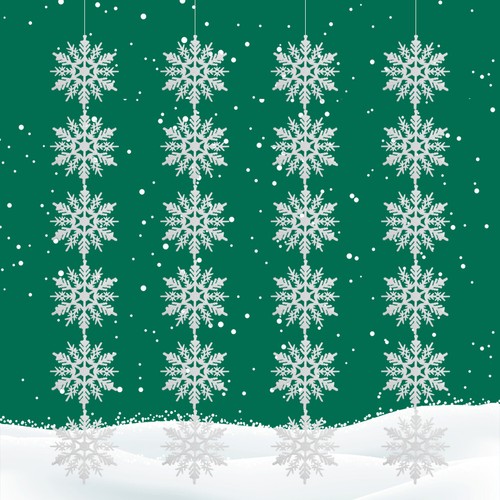 Fiocchi di Neve Luminosi 10 cm 24 Pezzi Fiocchi di Neve Invernali Decorazione Fiocchi di Neve per K - Foto 12 di 15
