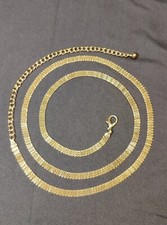 Vintage Gold Tone Metal Mesh Belt 35 inch Long With 8" Extender Exc Condition