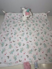 Douglas Baby Unicorn and Rainbows Muslin Knotted Corners Large Lovey Blanket