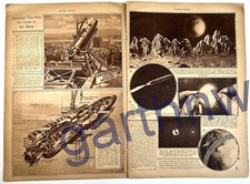 IMAGINARY TRIP TO THE MOON RARE 1920 ARTWORK PICTORIAL SKYROCKET INTERIOR VIEW