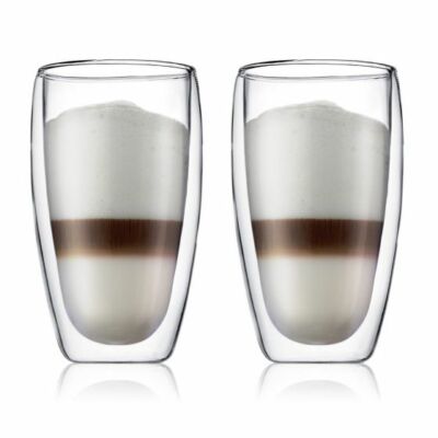 4er Set Bodum Pavina hohe Gläser Thermoskanne doppelwandig Borosilikatglas 0,46