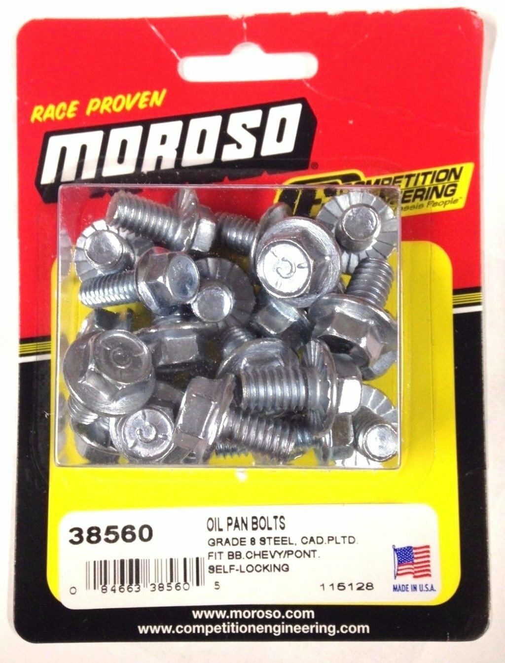 Moroso 38560 Self-Locking Oil Pan Bolts Big Block Chevy & Pontiac V8 - Grade 8