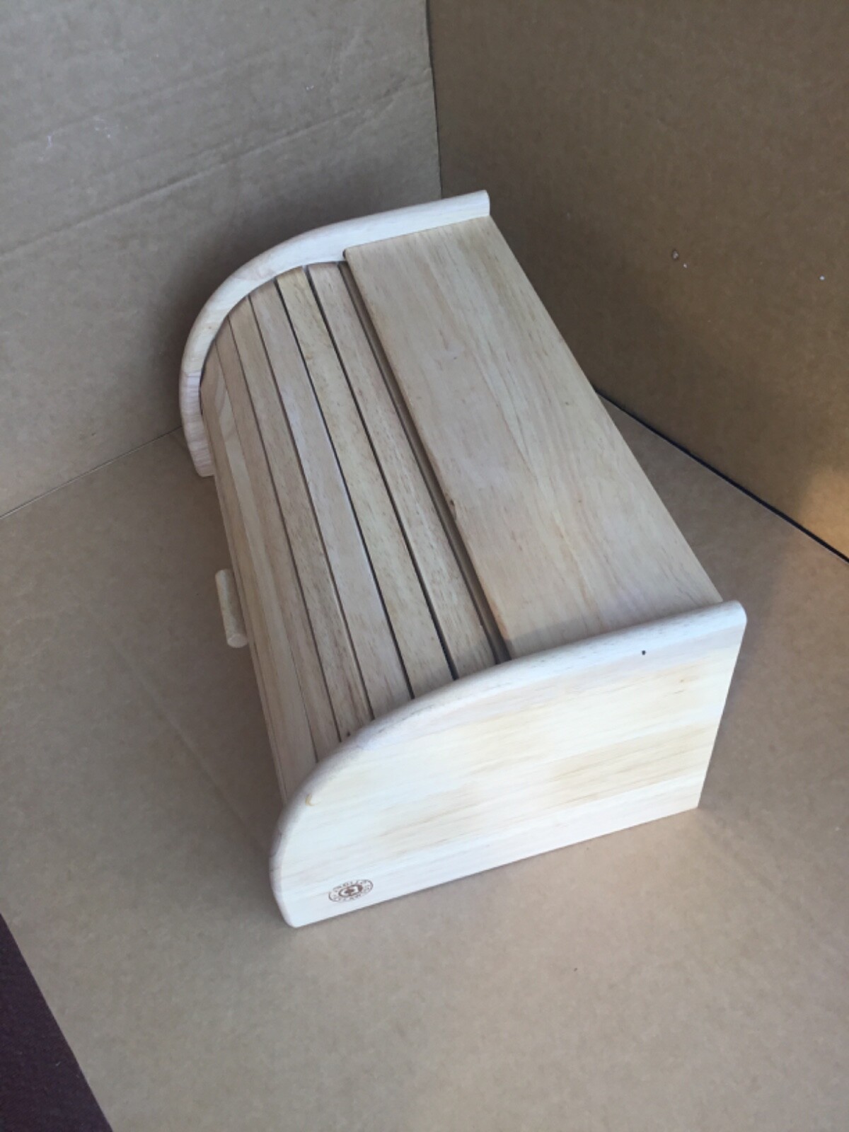 Large Bread Bin Bamboo Wooden Roll Top Bread Bins Kitchen Food Storage