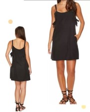 TAVIK Off Beat Black Sleeveless Ribbon Tie SIdes Modal Summer  Slip Dress XS LBD