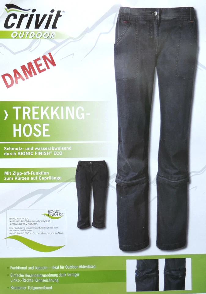 Damen Trekkinghose Jeans 2in1 Lang 3/4 Caprihose Hose Wanderhose Zipp Off NEU