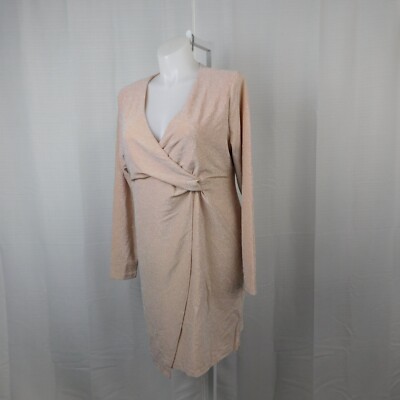 Serra Women's Shimmer Knot Front Faux-Wrap Dress - Rose Gold, XL #304 | eBay