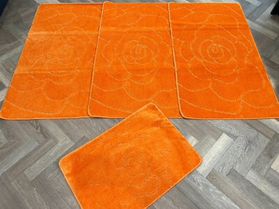 RÖMISCHE WASCHBARE MATTEN 4 STÜCK SETS NEU 2025 GYPSY ROSE DESIGN RUTSCHFEST ORANGE