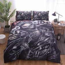 Holiday Gift Bed Set 2/3Pcs Skull Love Quilt Duvet Cover Single Double King Size