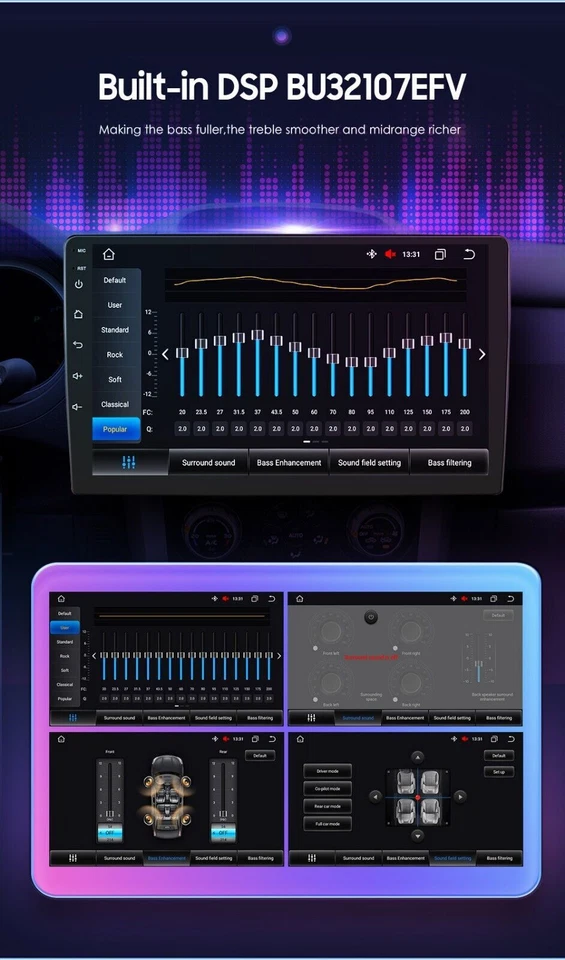 9 INCH 8 Core Android 13 2Din 9" Car Stereo Radio GPS Navi WiFi 4GLTE CarPlay BT - Image 3 of 4