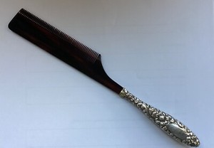 Antique Comb With Sterling Silver Handle Monogram CMB