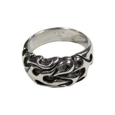 Anillo de onda de llama tribal de acero inoxidable pulido para hombre