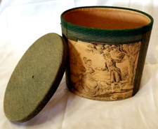 Tapestry Fabric Covered Trinket Storage Sewing Oval Hat Box Handmade VTG READ