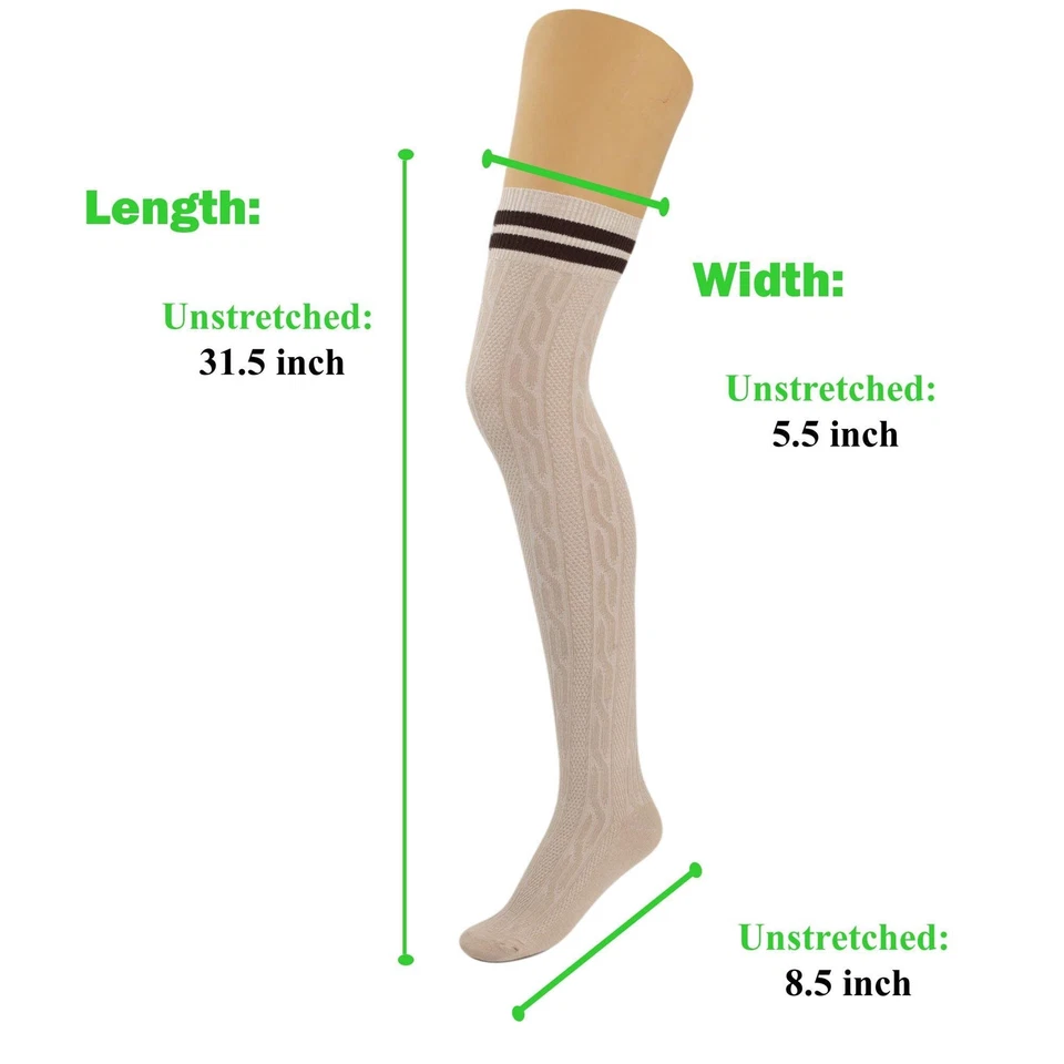 3 Pairs Women’s Over Knee Socks Warm Stretchy Knit Boot Stockings US Size 5-10 - Image 4 of 4