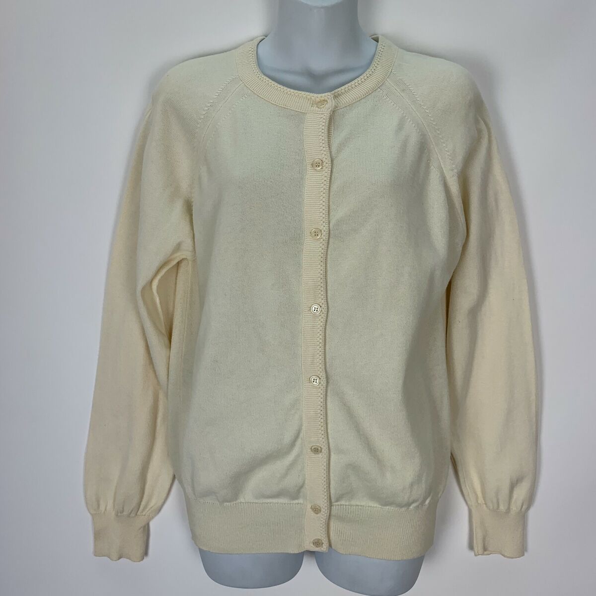 Vintage 60s Cardigan Sweater Size 36 Medium Ivory Button Vintage 60s Cardigan Sweater Size 36 Medium Ivory Button