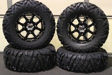 RZR 900 S 29" QUADKING RADIAL 8 Ply ATV TIRE 14" COBRA BLK WHEEL KIT POL10K