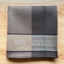 HANDKERCHIEF MEN'S VINTAGE BROWN STRIPED PLAIN COTTON POCKET SQUARE 19" B0149