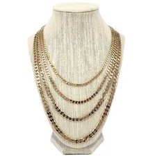 14k Italian Flat Cuban link Chain Necklace 3mm 4mm 5mm 6mm Gold Plated