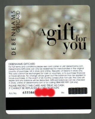 Debenhams Card Sign In DEBENHAMS ( UK ) Silver Pearls, Collectible Gift Card ( $0 ) V1 | eBay