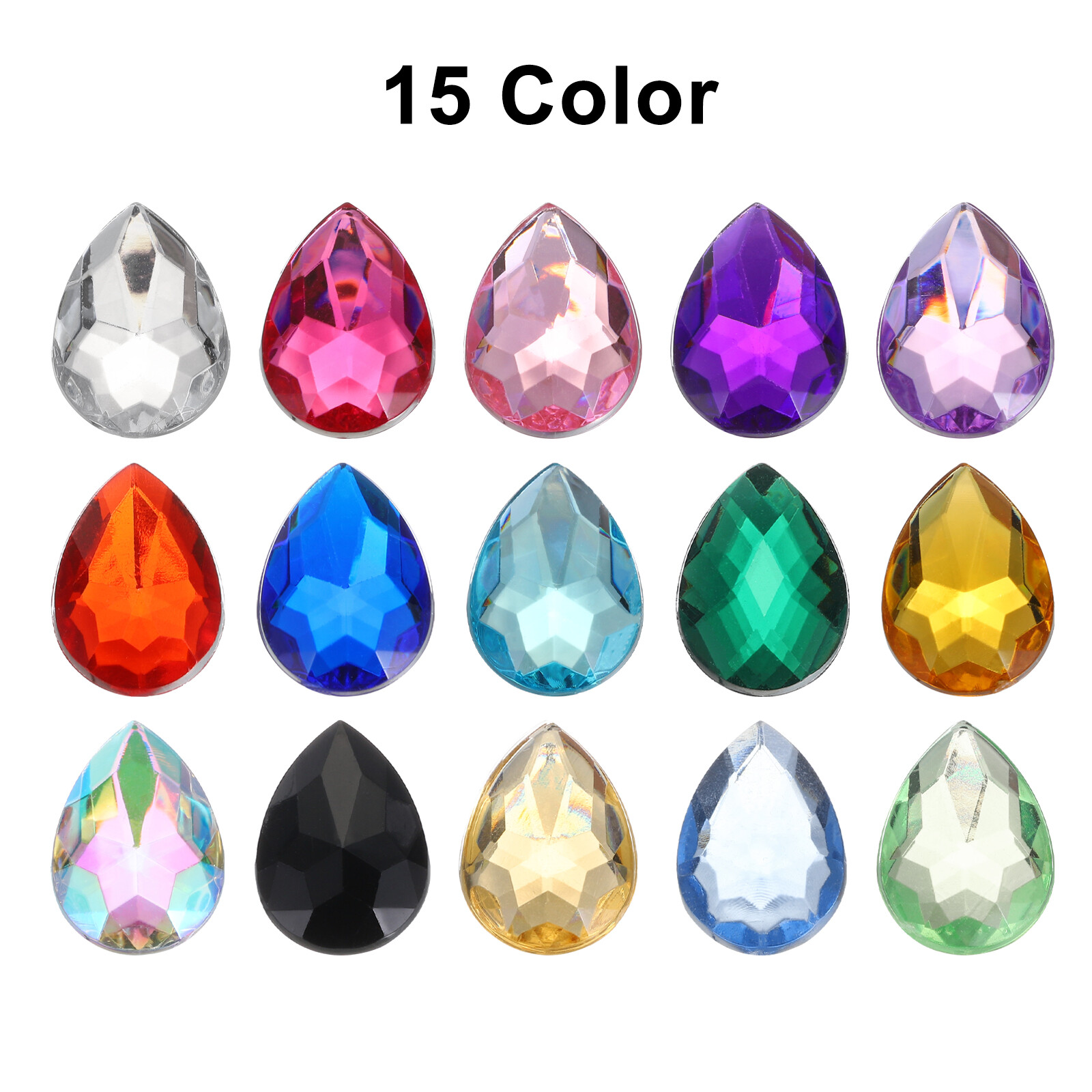 20PCS Flat Back Acrylic Teardrop Gems 18x25mm Artificial Rhinestones Dark Blue