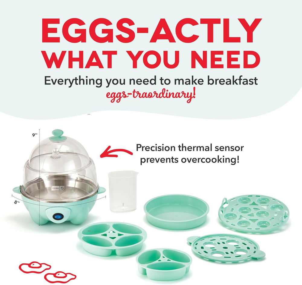 Fast 7-in-1 Egg Cooker for Boiled, Poached, Scrambled, Omelets & Steaming