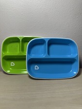 Munchkin Baby 2-Pack Non-Slip Plates - blue/green, one size