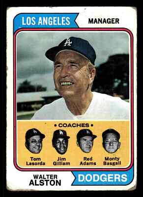 1974 Topps #144 Los Angeles Dodgers (Walter Alston / Tom Lasorda) - (Low Grade)