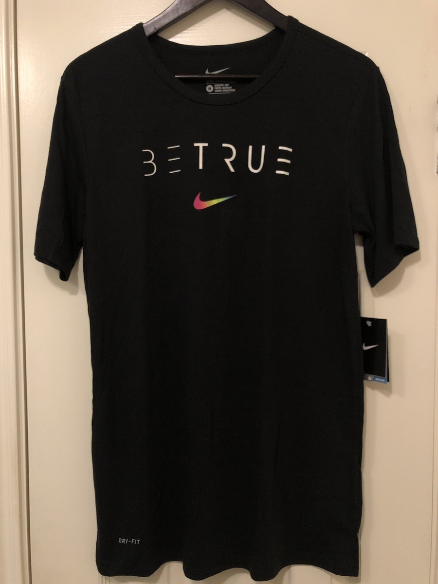 New M Nike Be True Mens Rainbow Gay Pride Black Dri-FIT