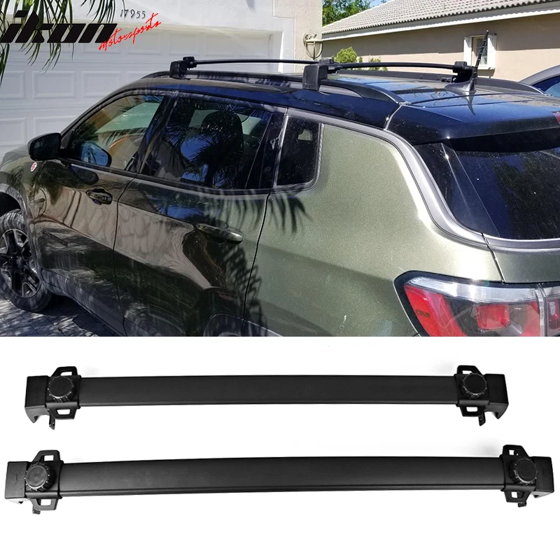 Fits 17-25 Jeep Compass Factory Style Top Roof Rack Cross Bar Pair Black